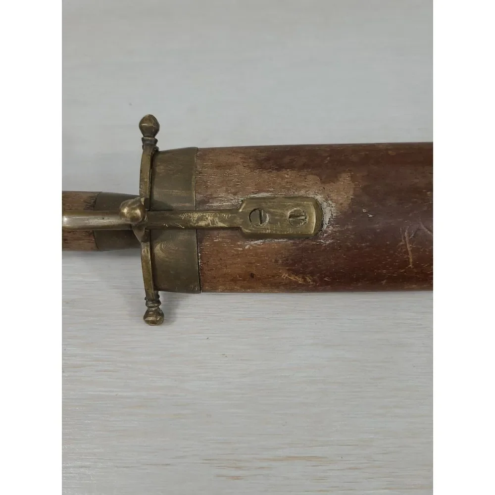 Vintage Indian Meat Carving Set Knife & Fork With Wood Handle & Sheath‎